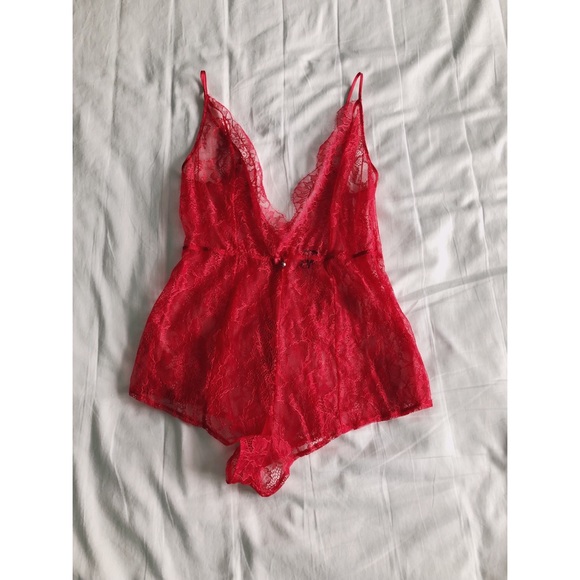 Victoria's Secret Other - VICTORIA’S SECRET RED LACE TEDDY/BODYSUIT
